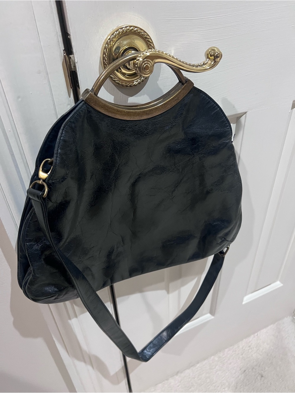 Classic Black Leather Shoulder Bag